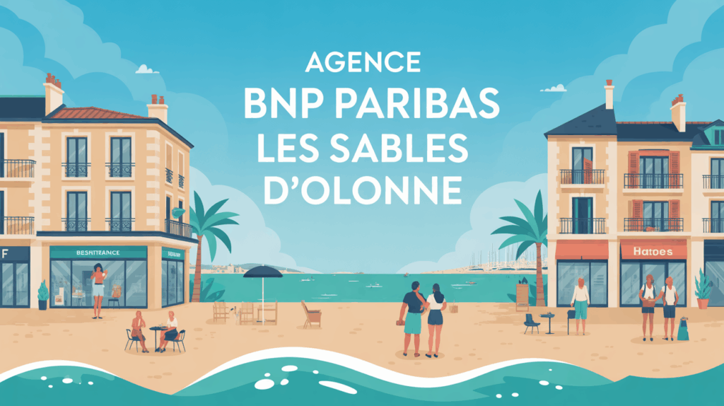 Facade agence BNP Paribas Les Sables d'Olonne plage centre