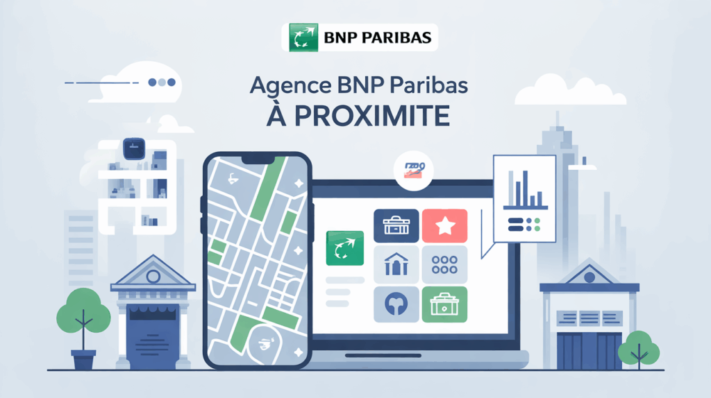 Carte urbaine stylisée pour trouver agence BNP Paribas proche