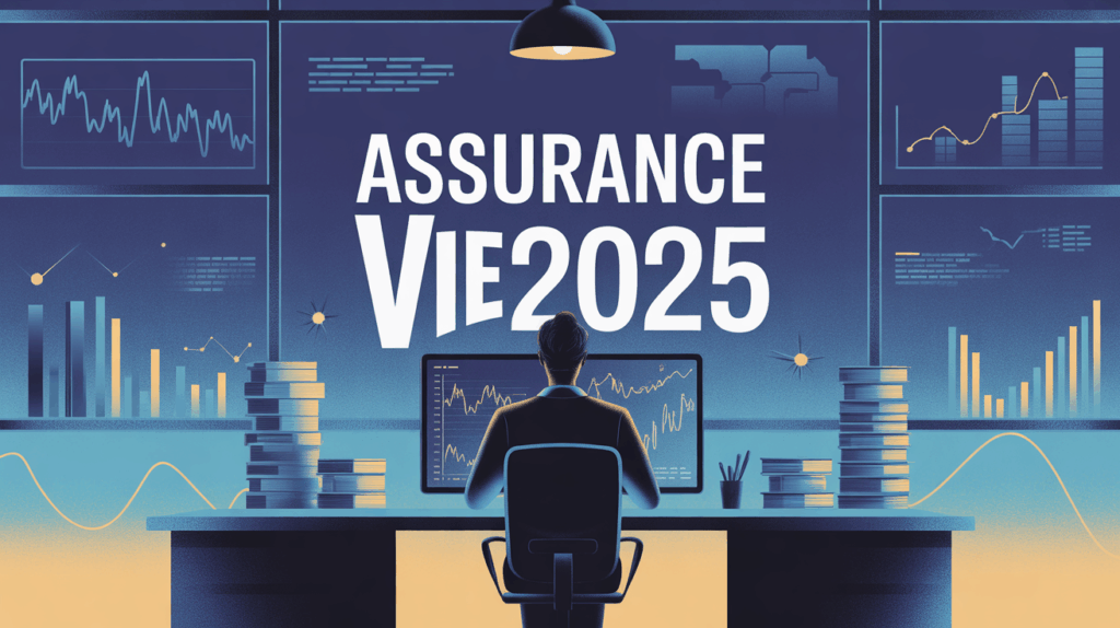 Illustration assurance vie 2025 avec graphiques et bureau