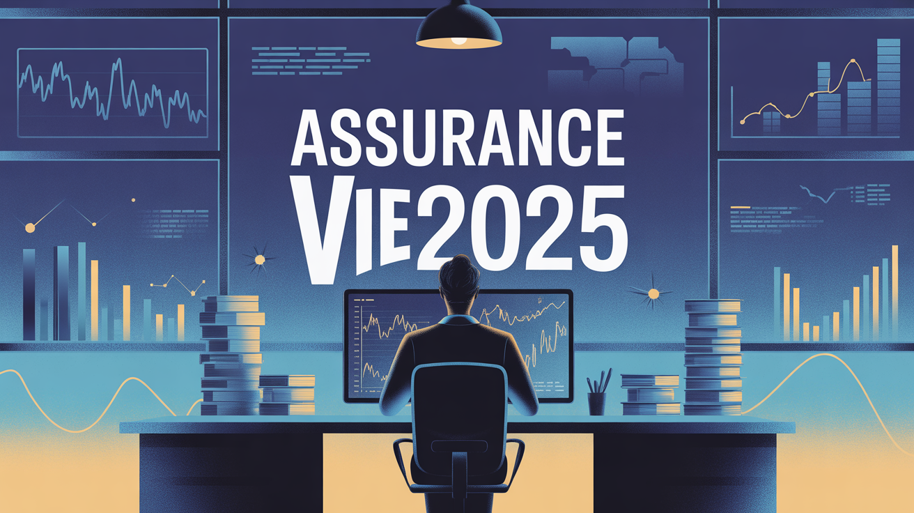Illustration assurance vie 2025 avec graphiques et bureau
