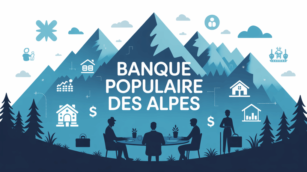 Image stylisée Banque Populaire des Alpes devant montagnes