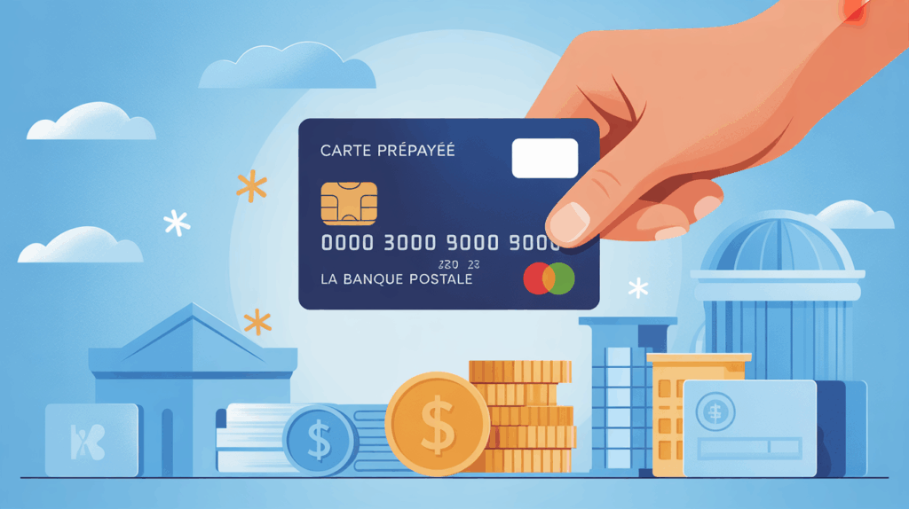 Carte prepayee La Banque Postale sur fond bleu