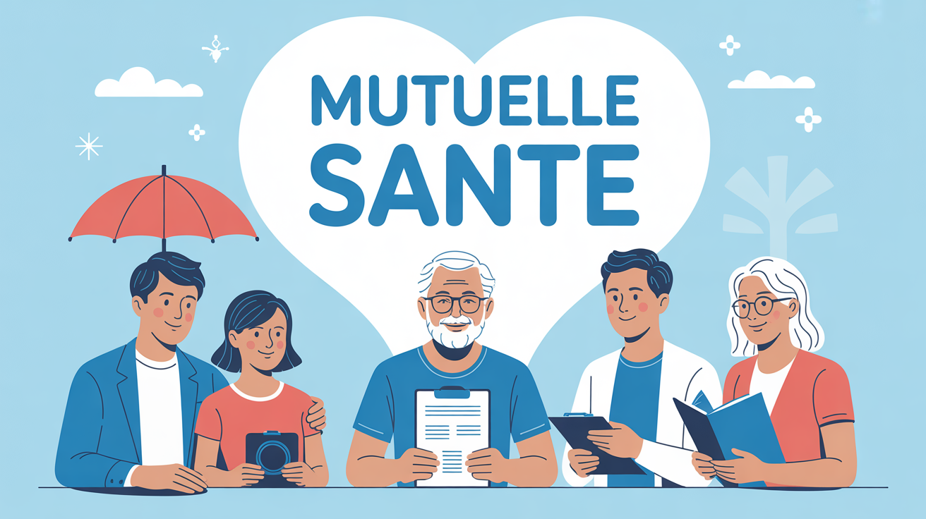 Illustration mutuelle sante famille senior bouclier