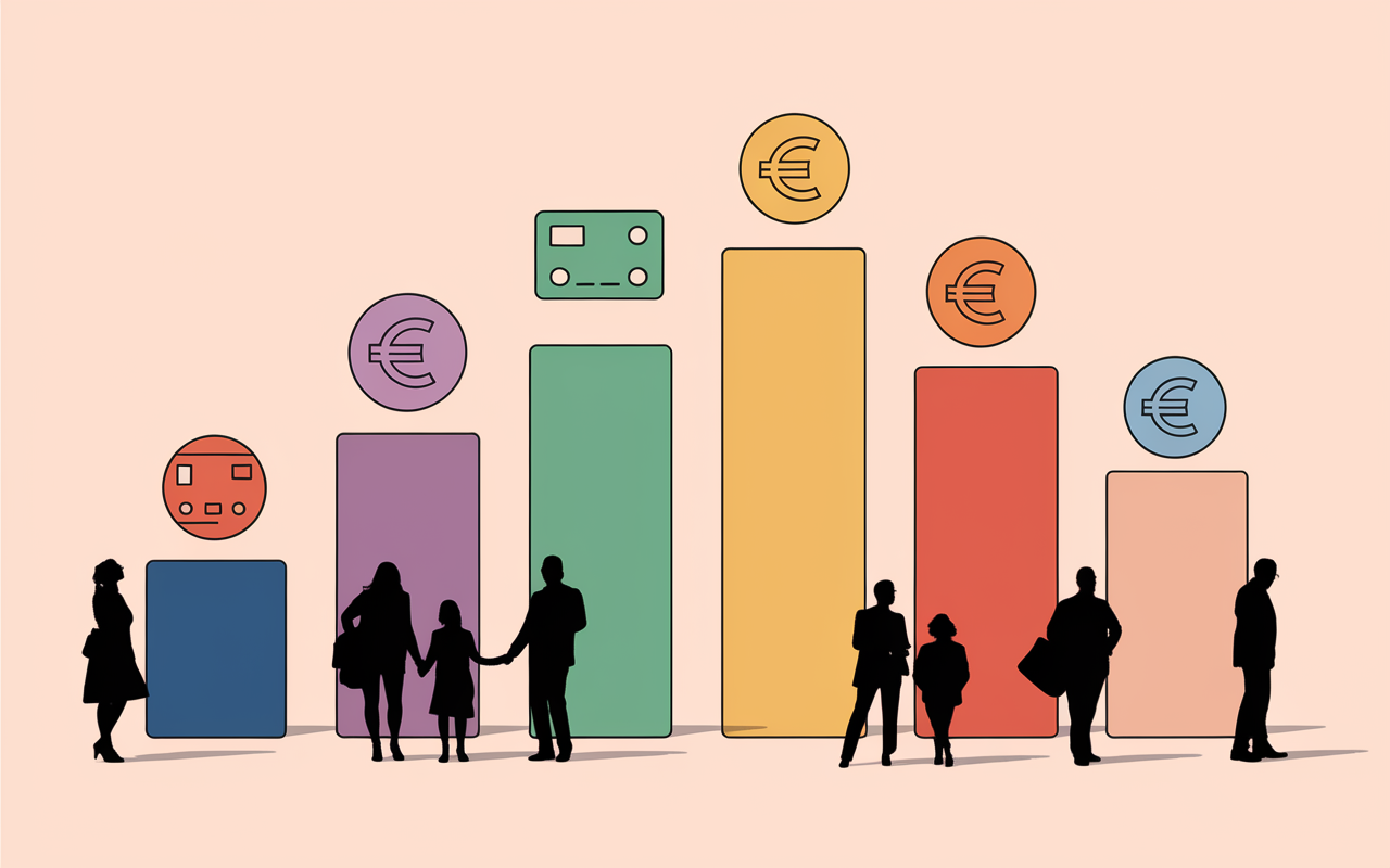 Tableau profils banques avec chiffres et cartes