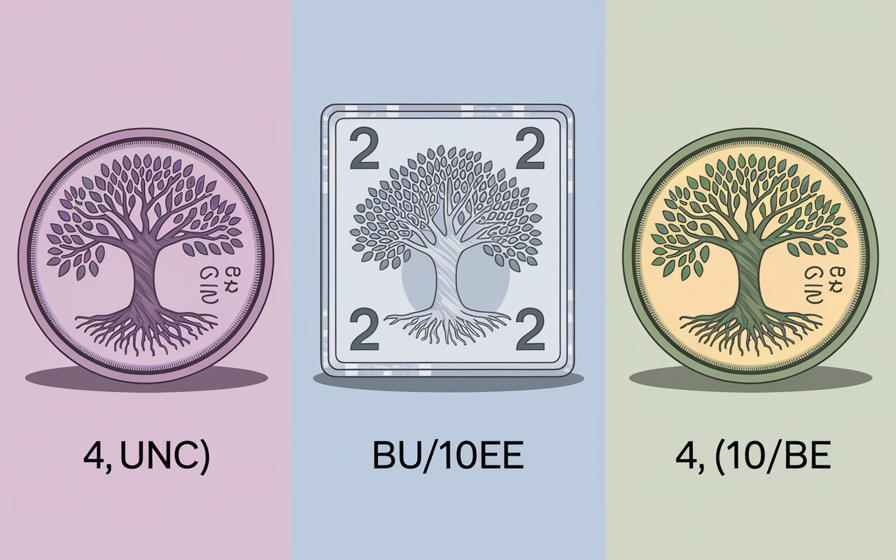 Trois pieces 2 euros Arbre de Vie UNC BU BE usagée chiffres cotation