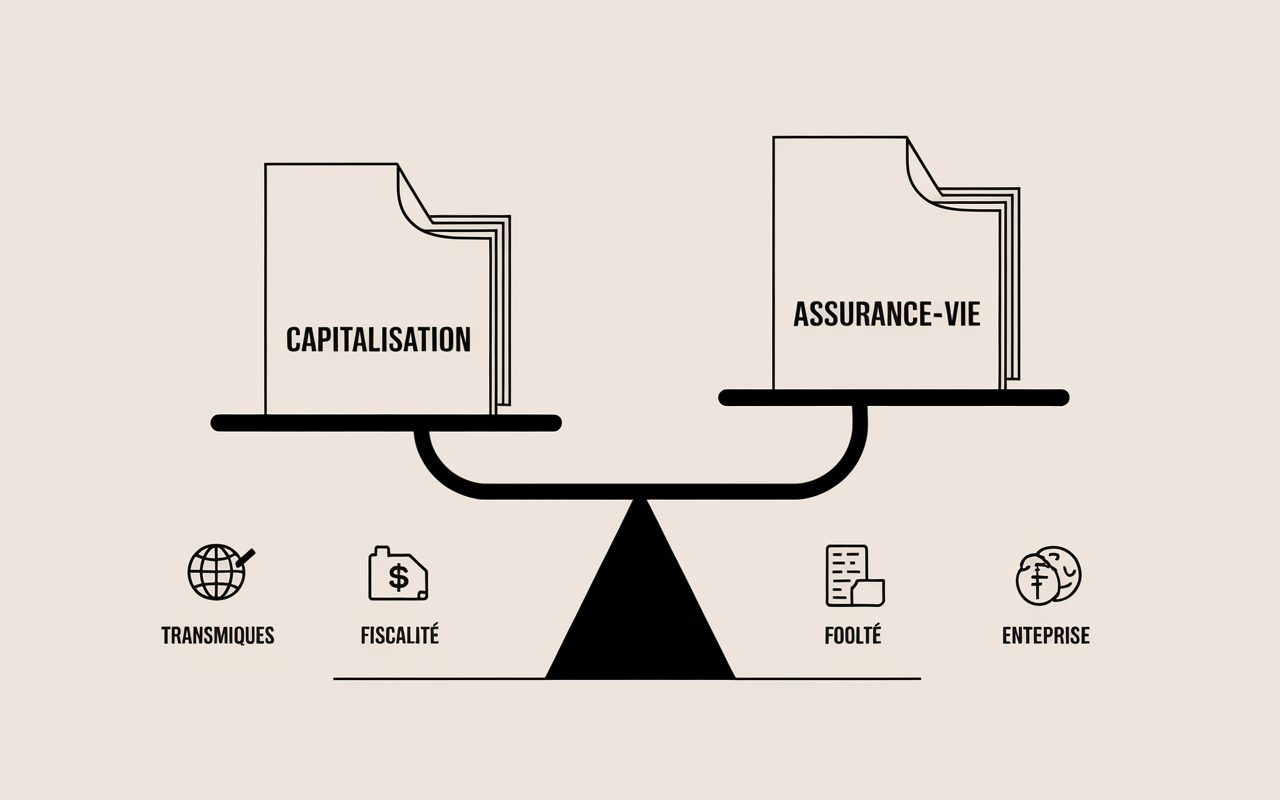 Balance visuelle entre capitalisation et assurance-vie