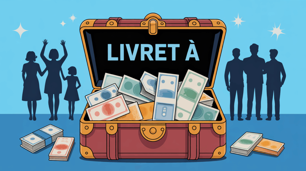 Illustration coffre-fort Livret A plein billets famille