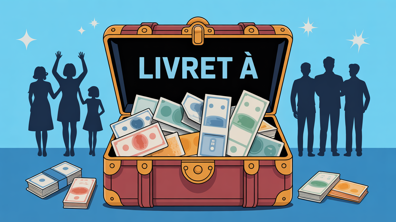 Illustration coffre-fort Livret A plein billets famille