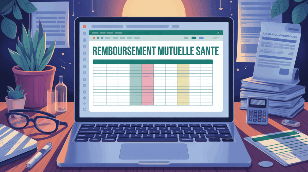 Tableau Excel pour suivi remboursement mutuelle santé sur ordinateur