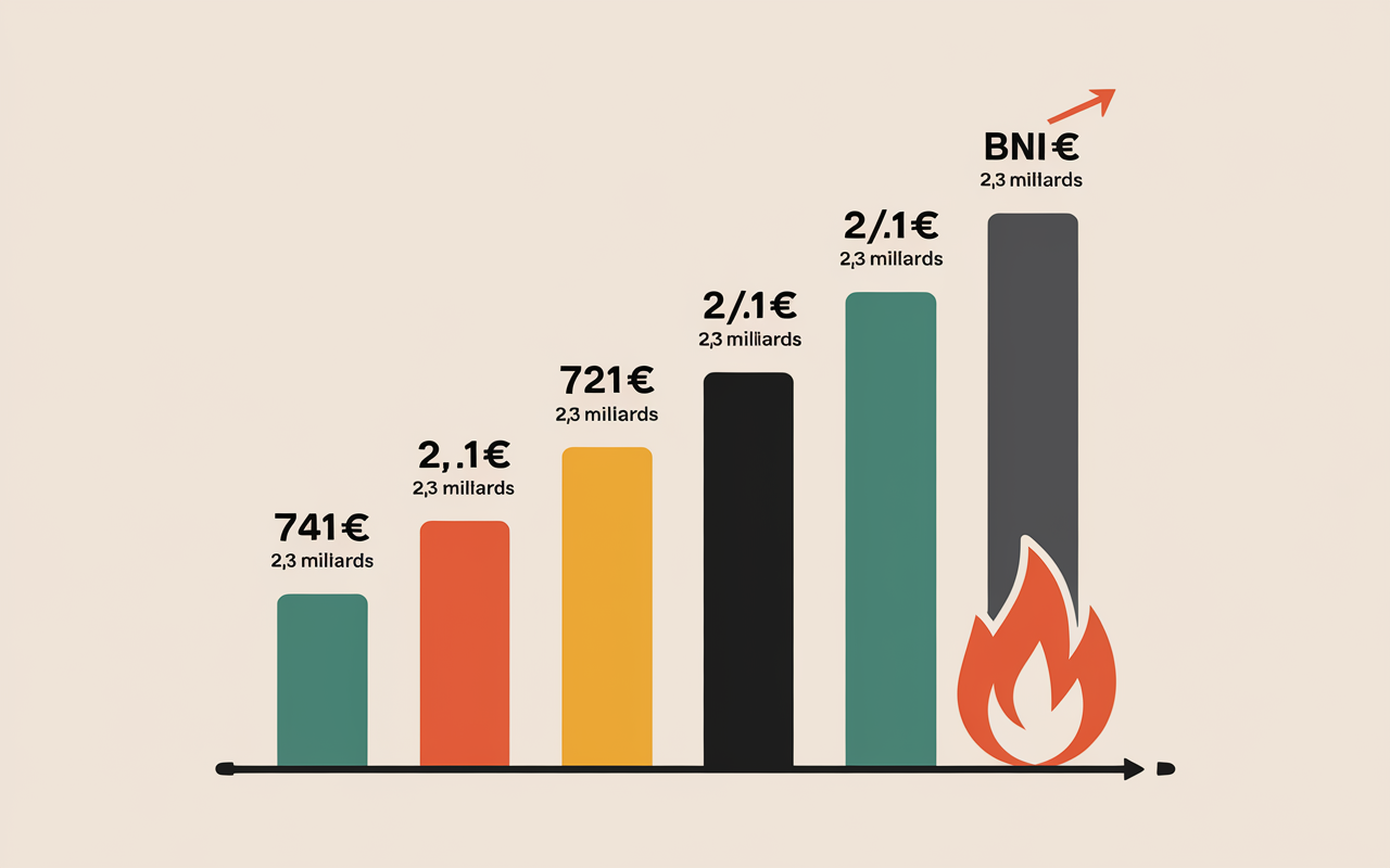 Graphique prix BNB 741 euros volume 2,3 milliards burn