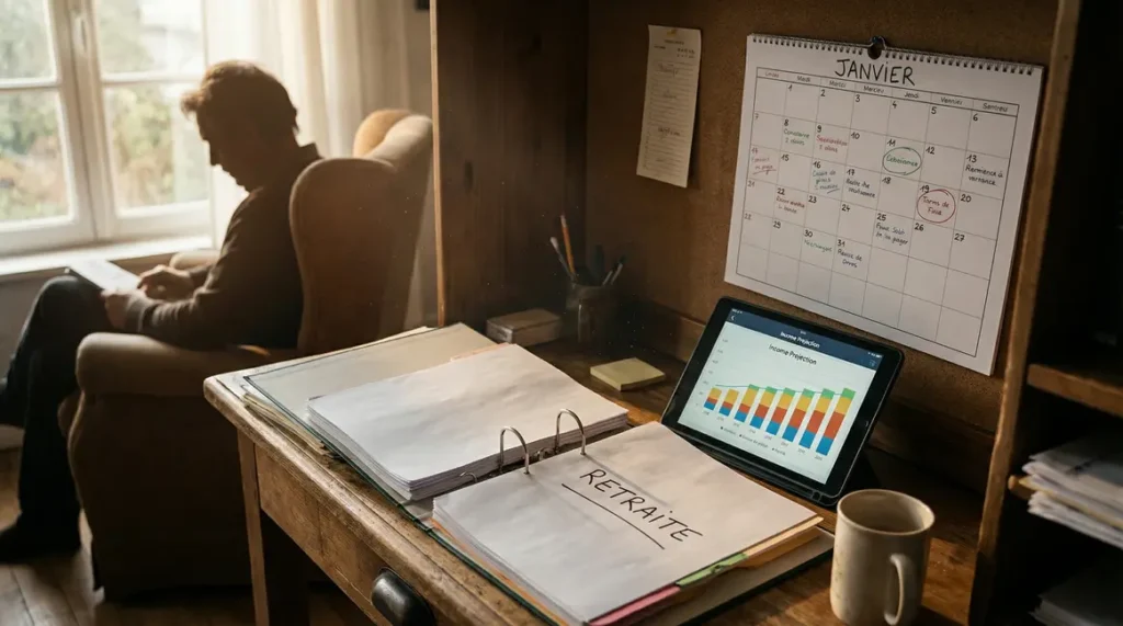 bureau dossier retraite calendrier janvier optimisation pension