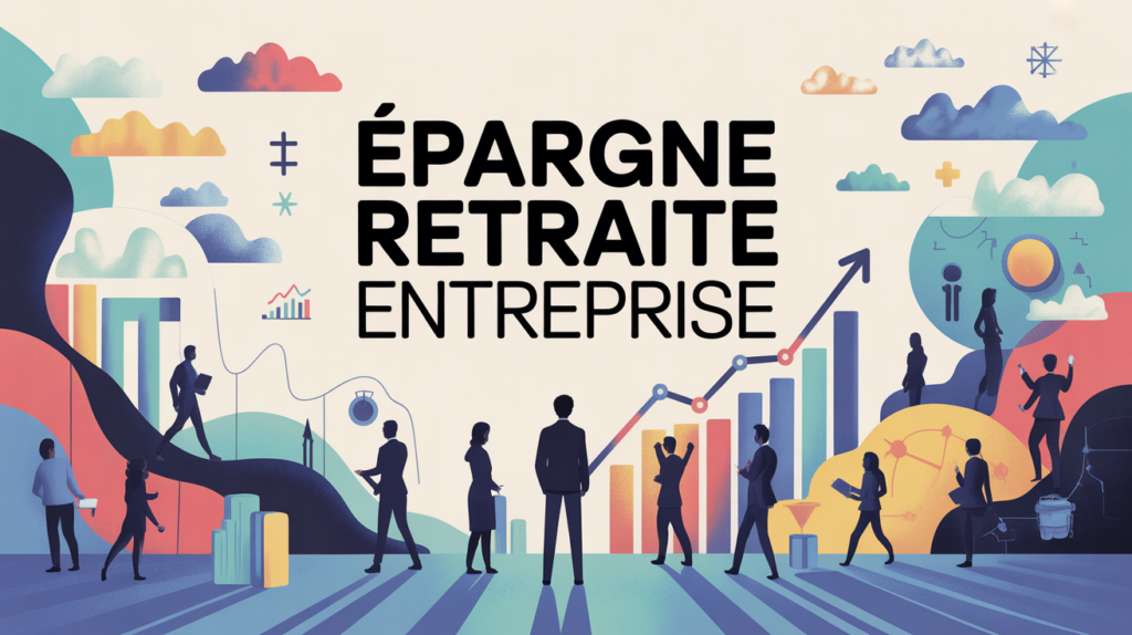 illustration epargne retraite entreprise silhouettes graphiques croissance