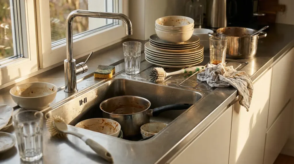 evier cuisine vaisselle sale charge mentale