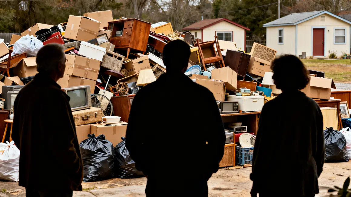 héritiers triant cartons meubles héritage massif