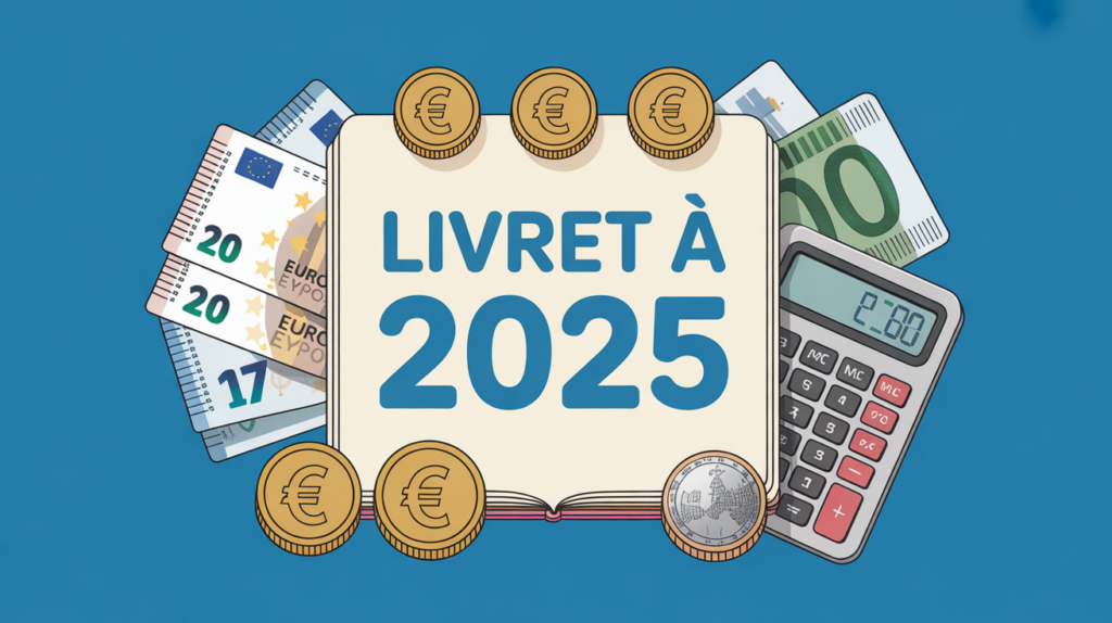 illustration carnet epargne calculatrice calendrier Livret A 2025