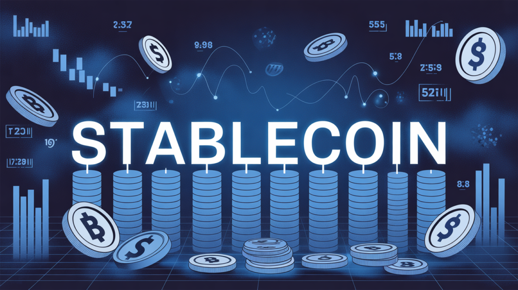 stablecoin tableau digital blockchain et flux financiers