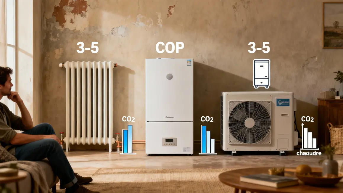 Tableau comparatif pompe à chaleur vs gaz radiateurs