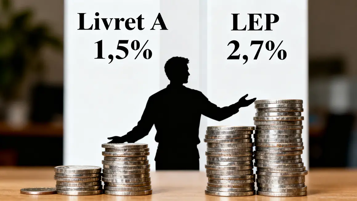 Tableau rendement Livret A LEP avec piles de pièces