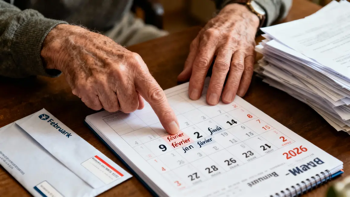 Calendrier paiement pensions 2026 surligne mains seniors