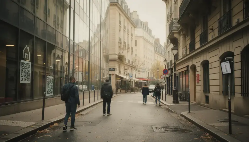 Rue française reconfinement, panneaux interdiction, digitalisation immobilière