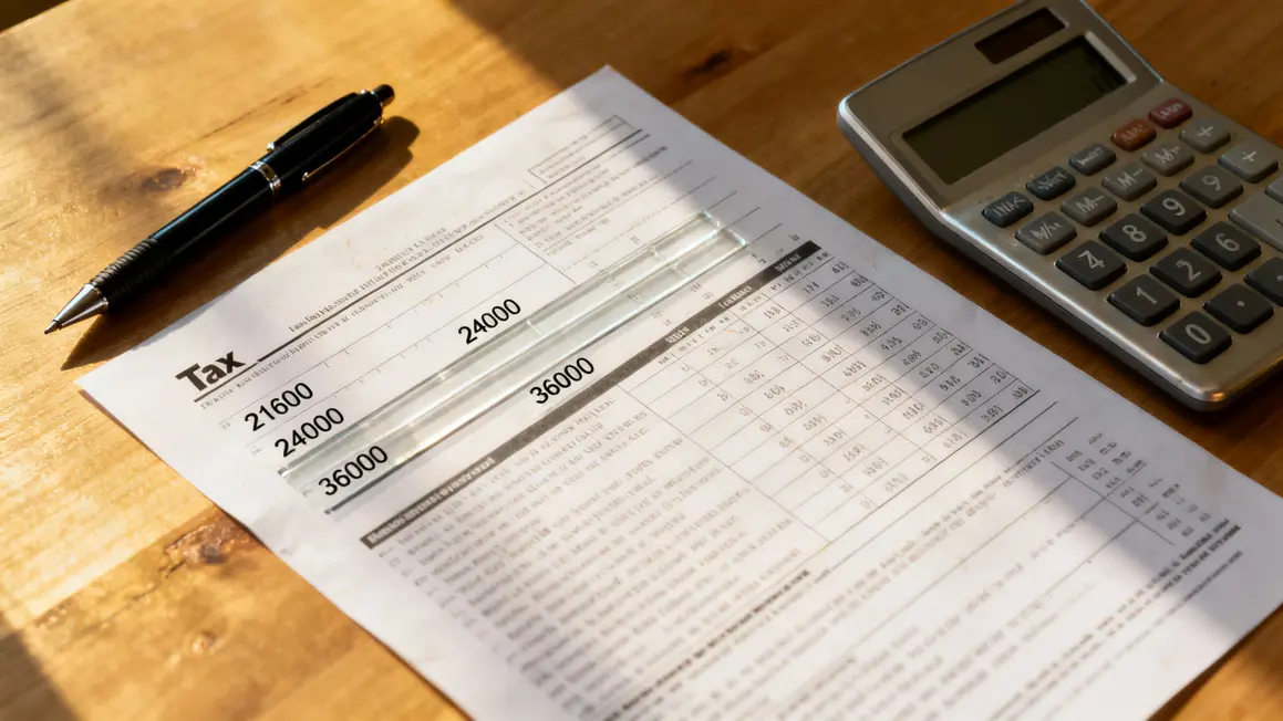 Calcul impôts retraite sur feuille avec chiffres visibles