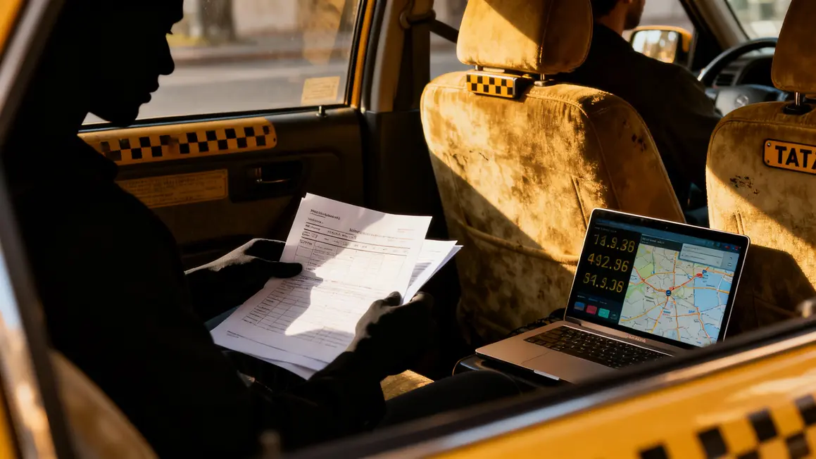 Interieur taxi avec documents fraude remboursement medical