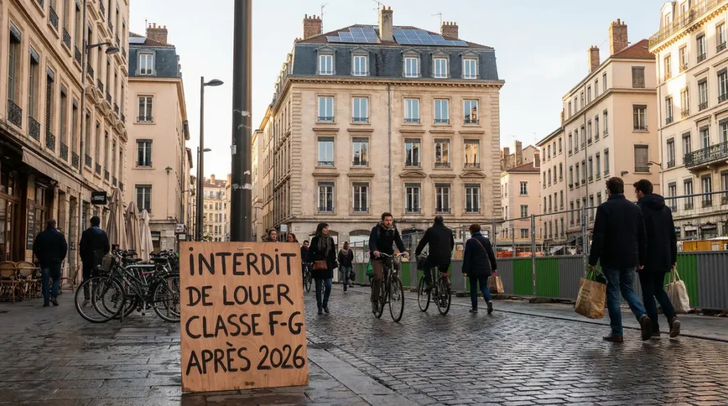 Immeuble panneaux solaires panneau interdiction classe F G 2026
