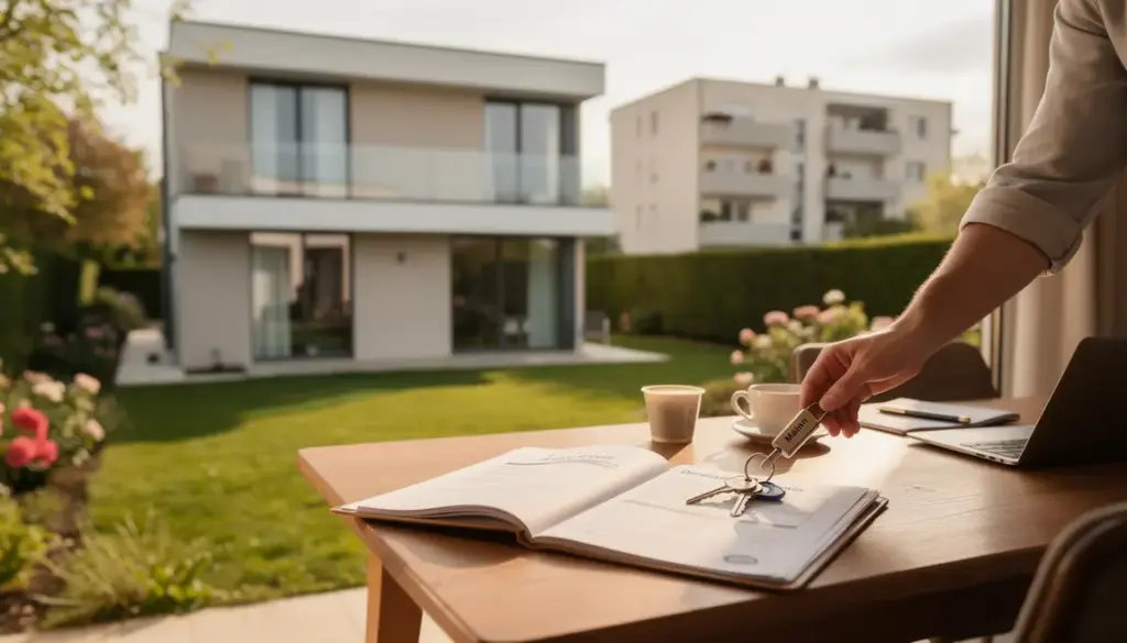 Vue d'une maison moderne et immeuble locatif, investissement immobilier France