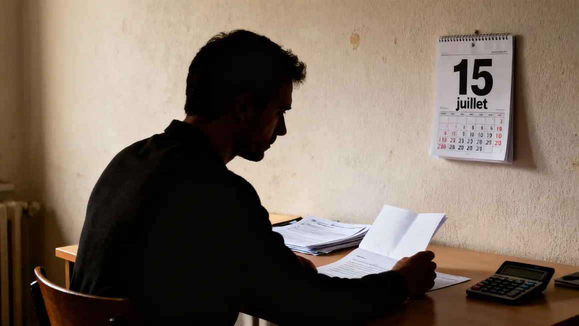 Homme ouvre lettre congé pour vente locataire à table