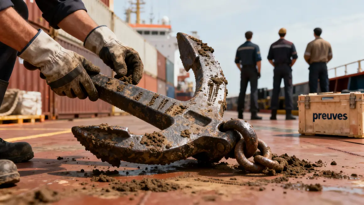 Inspection ancre boueuse cargo sabotage câbles