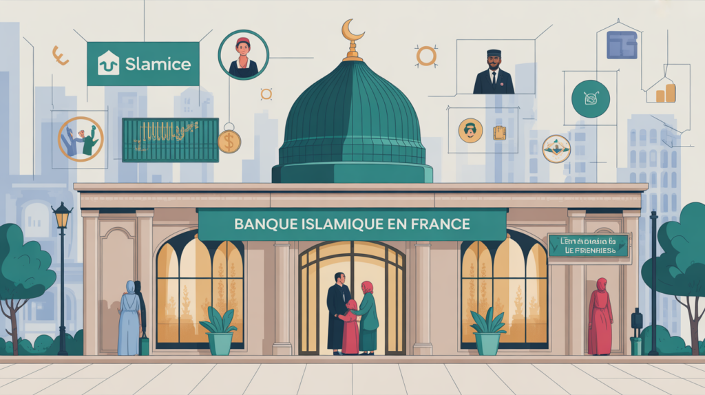 banque islamique france facade entree famille