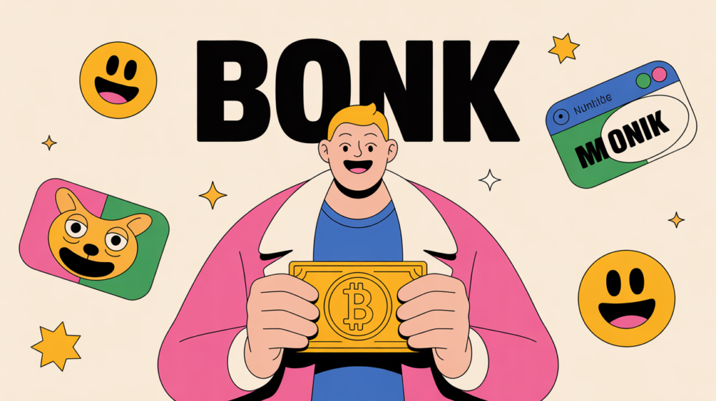 Image bonk crypto meme personnage illustratif