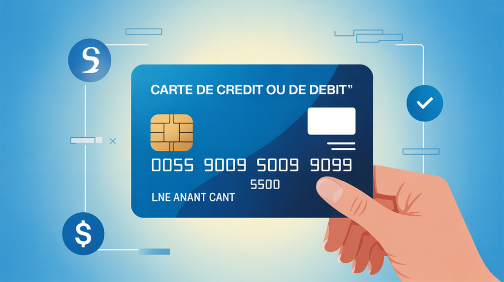 Visuel carte de crédit ou débit avec icônes paiement
