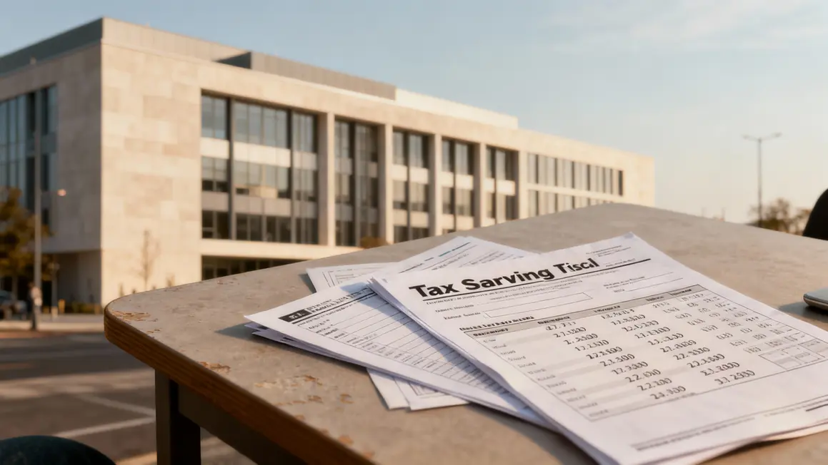 Immeuble moderne et documents d'économie d'impôt