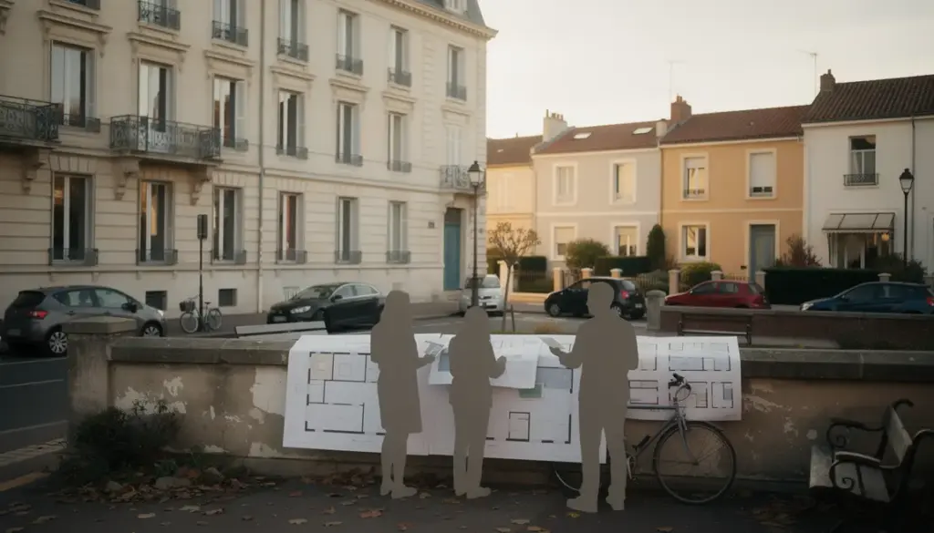 Scène typique ville française marché immobilier