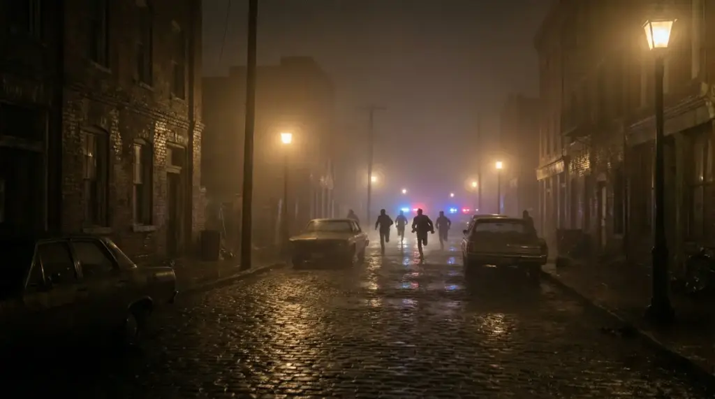 Raccoon City plongée dans la brume nocturne et la panique