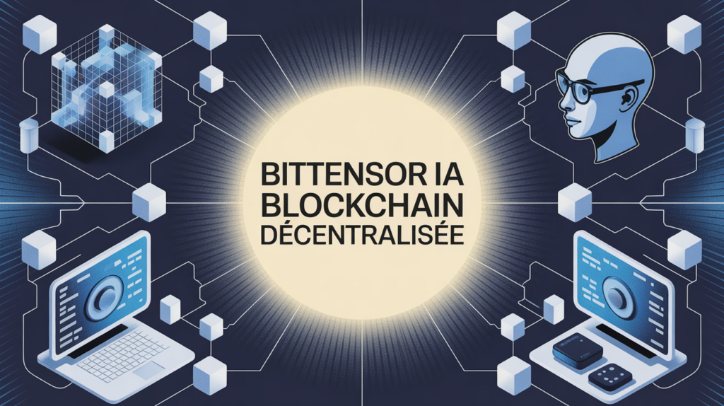 Réseau blockchain ia tao bittensor stylisé