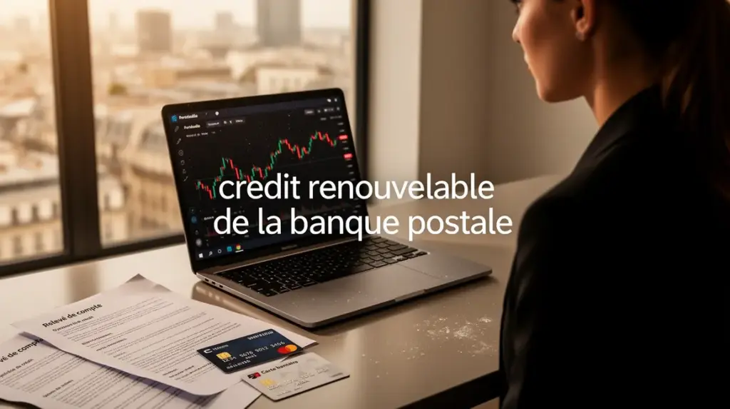 credit renouvelable La Banque Postale silhouette urbaine ordinateur graphique
