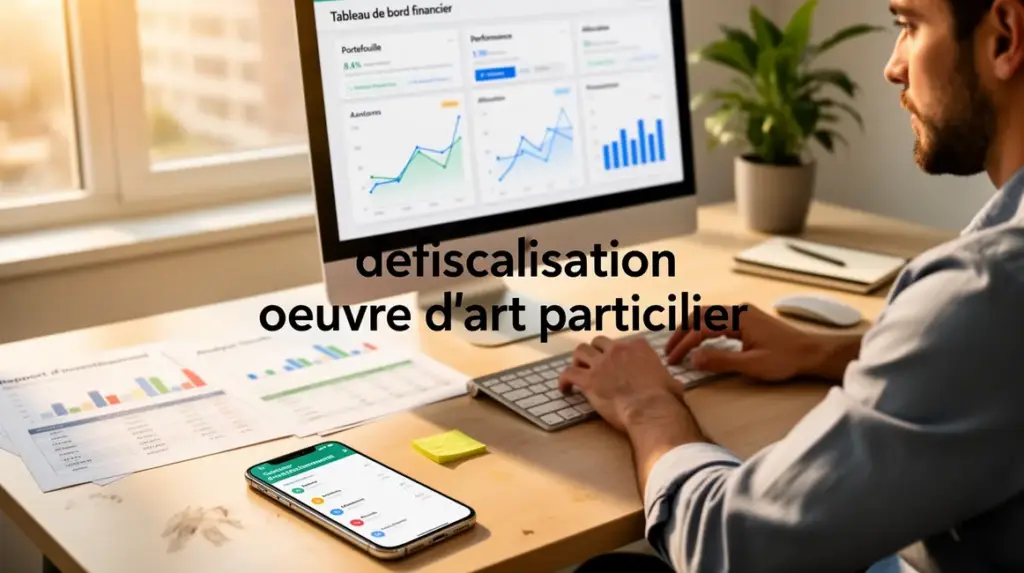 Bureau moderne tableau de bord Fortuneo defiscalisation oeuvre d'art particulier