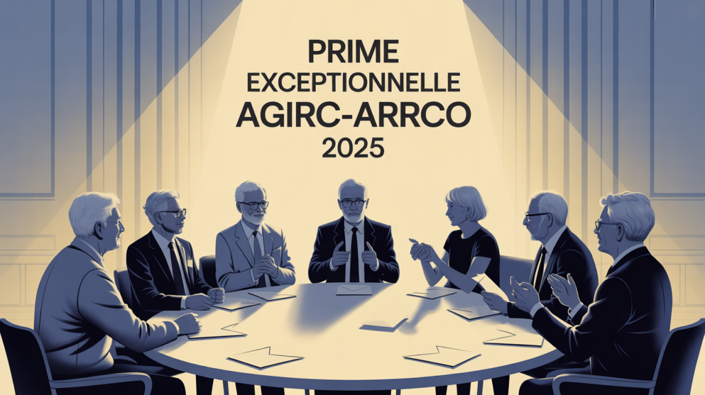 groupe seniors discutant prime exceptionnelle agirc arrco 2025
