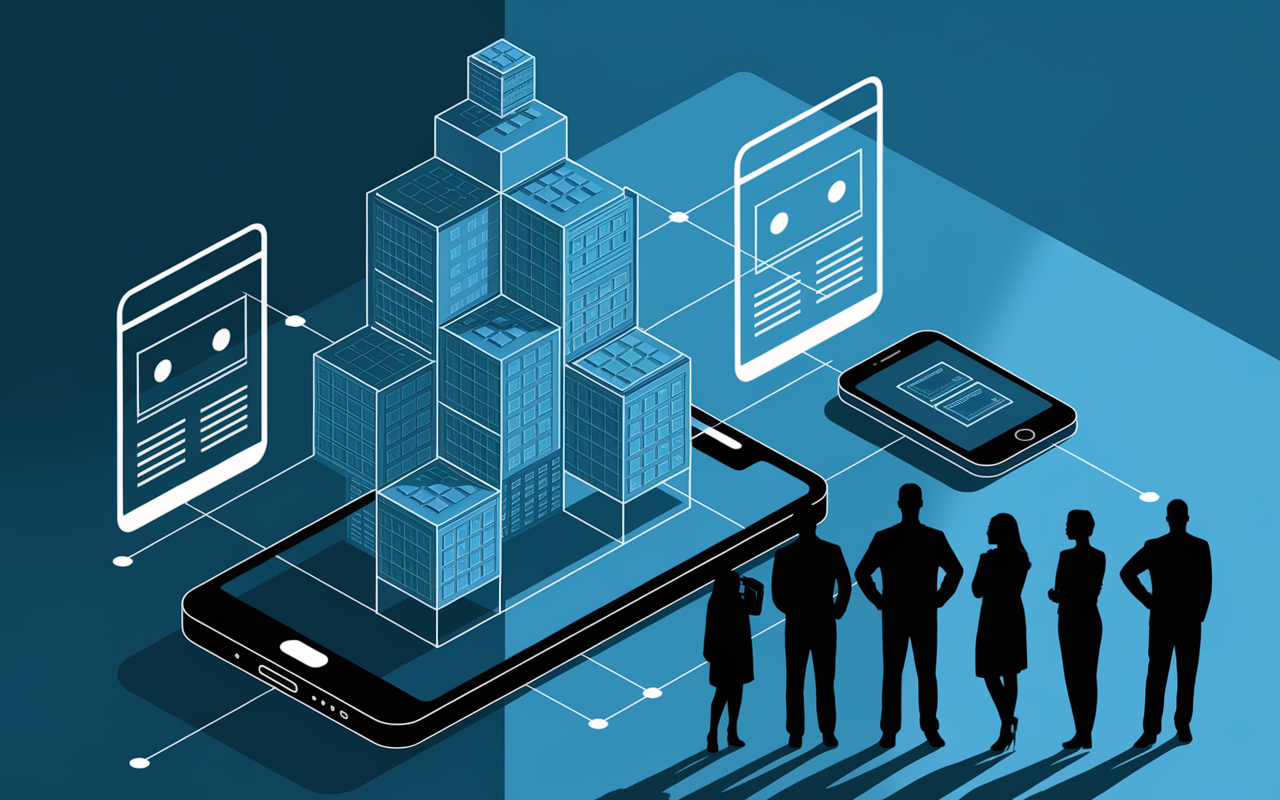 Immeuble en cubes tokenisation immobilier ecrans