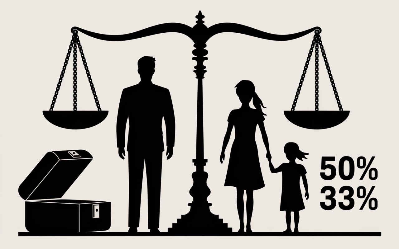 balance justice communauté universelle déshériter enfants coffre