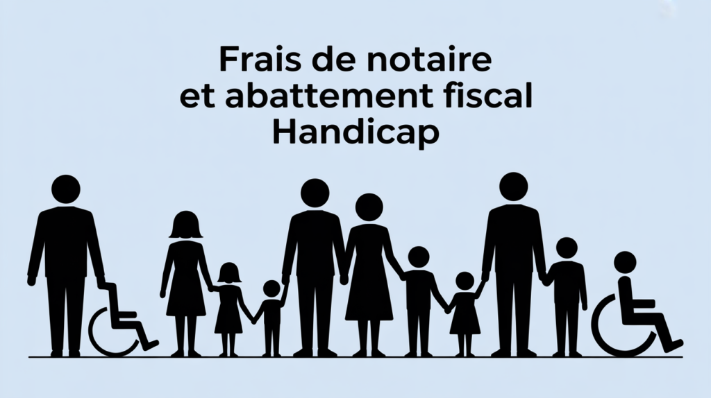 frais de notaire succession personne handicapée silhouettes familiales avec documents