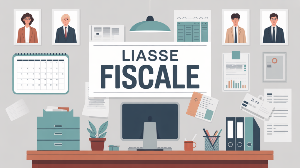 Vue stylisee bureau documents la liasse fiscale