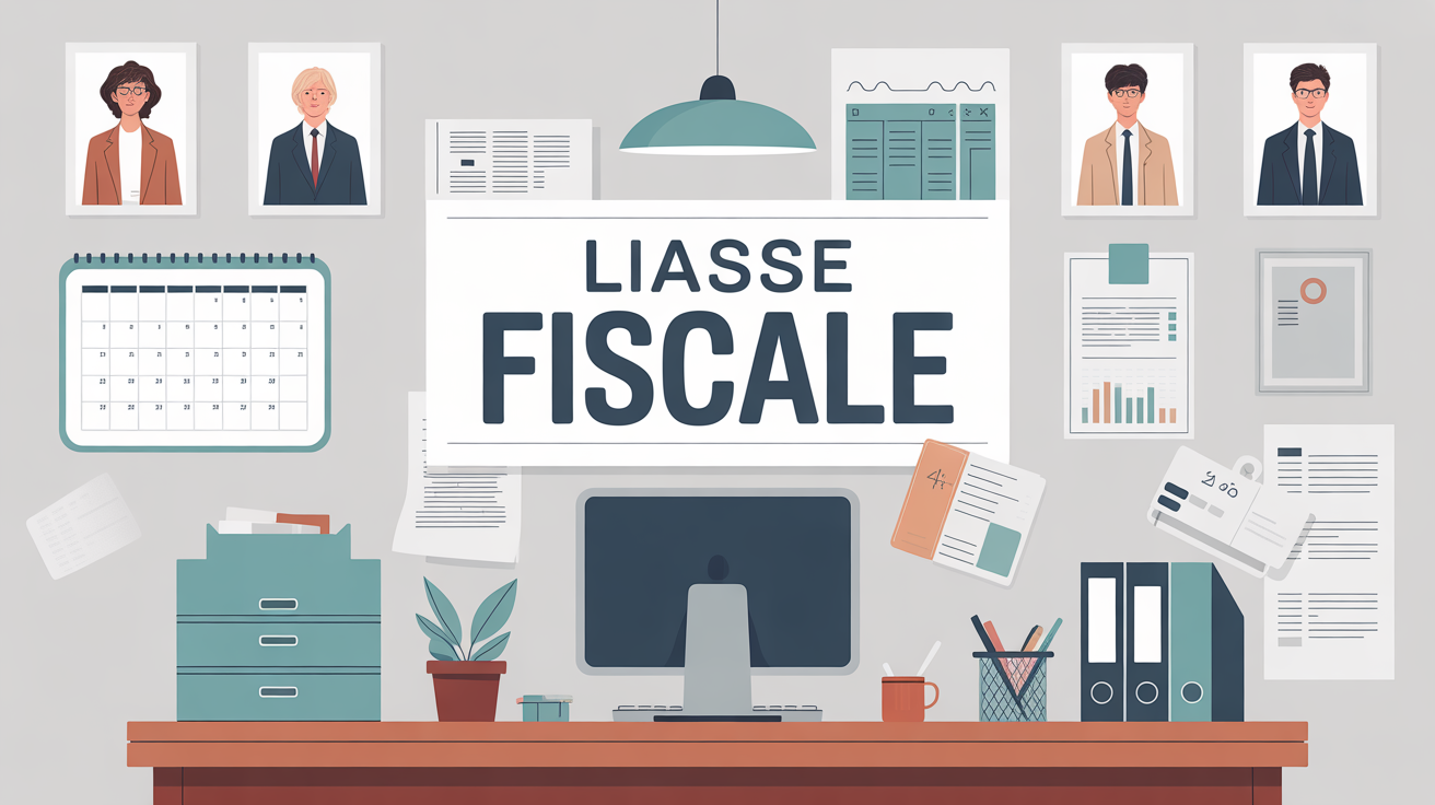 Vue stylisee bureau documents la liasse fiscale