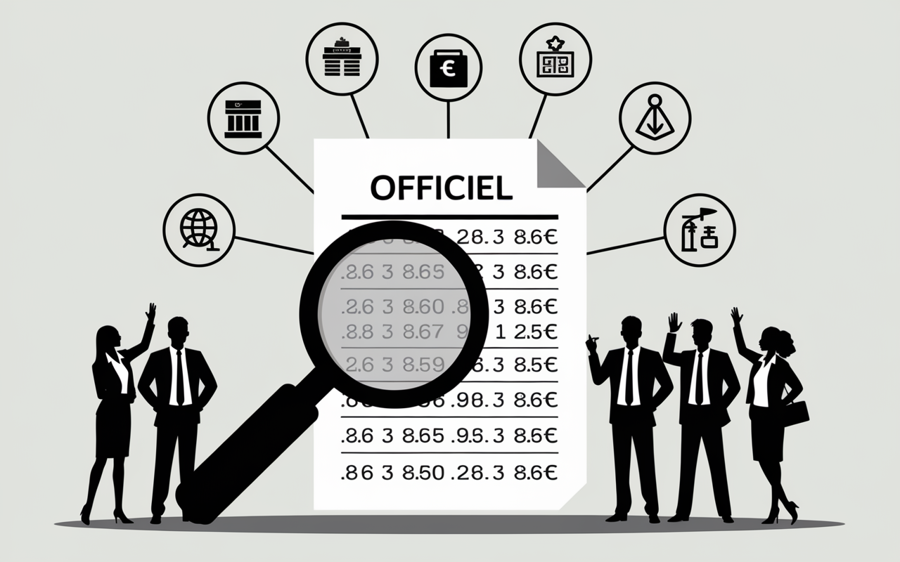 taxe parafiscale loupe document et icones