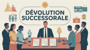 illustration acte devolution successorale avec famille et documents