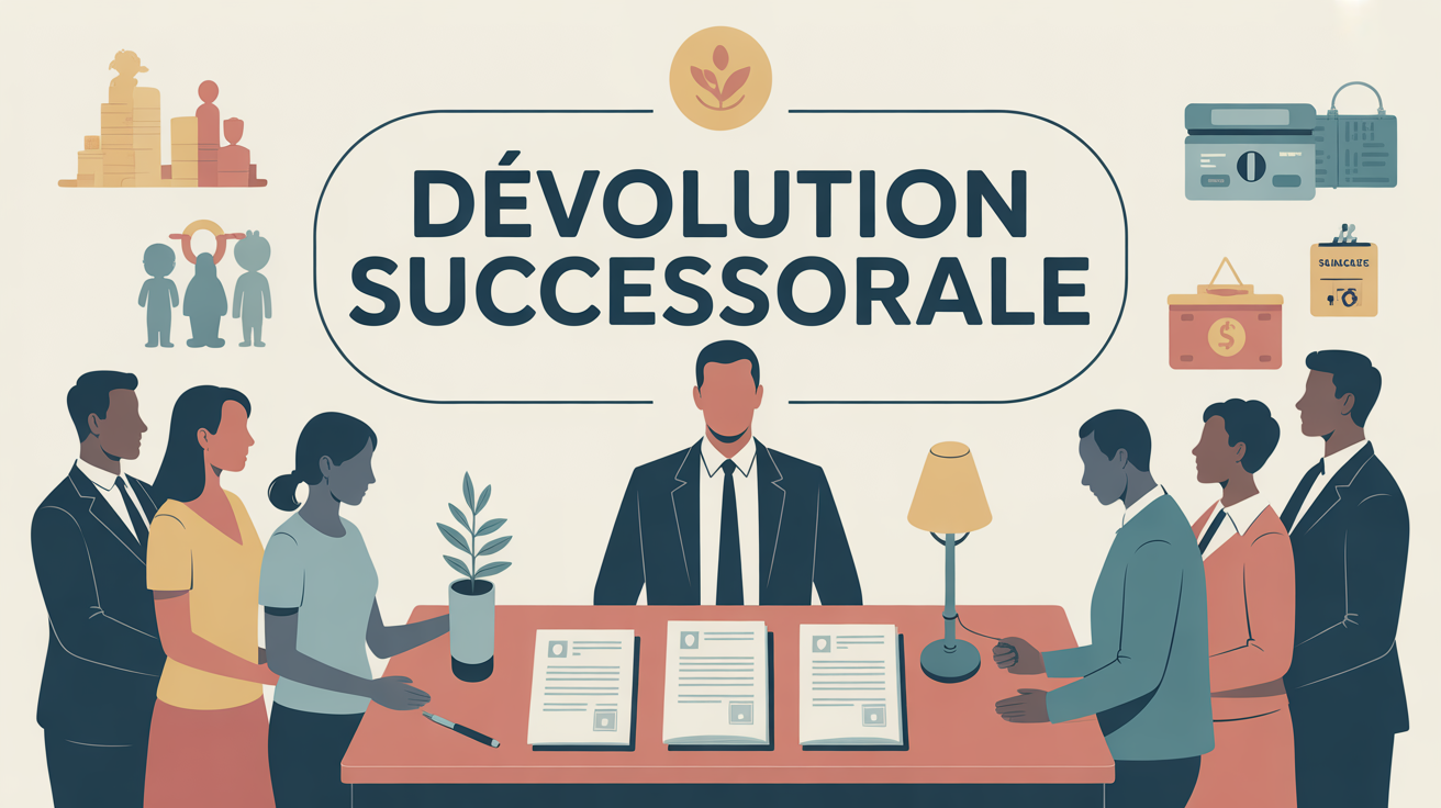 illustration acte devolution successorale avec famille et documents