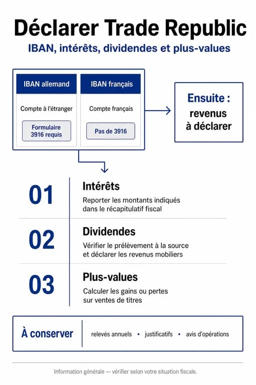 Schéma récapitulatif de la déclaration d'impôts pour les comptes Trade Republic en France