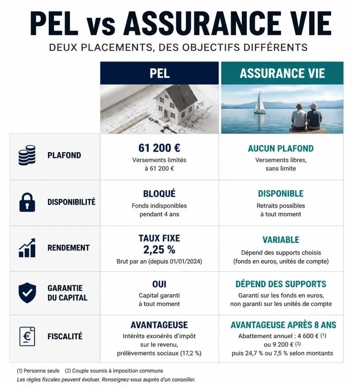 Comparatif PEL et assurance vie : différences de rendement, fiscalité et disponibilité pour choisir son placement.